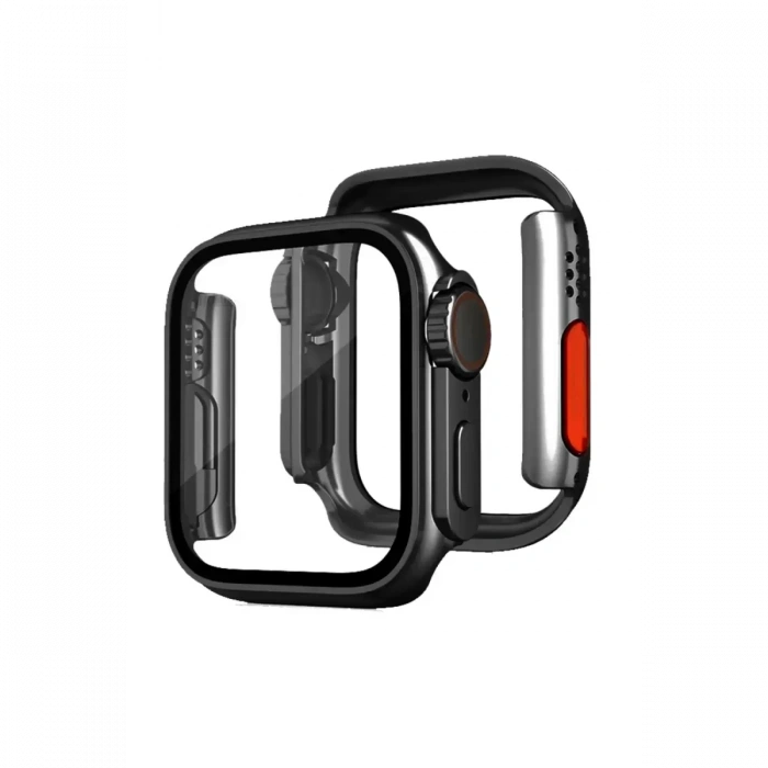 Apple Watch 44mm Watch 49mm Kasa Dönüştürücü ve Ekran Koruyucu - Siyah