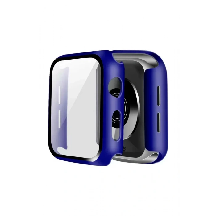Apple Watch 45mm Camlı Kasa Ekran Koruyucu - Lacivert