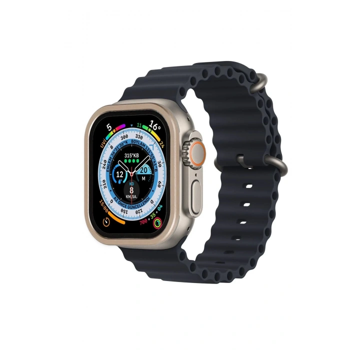 Apple Watch Ultra 49mm Alüminyum Kasa Cam Ekran Koruyucu - Gold