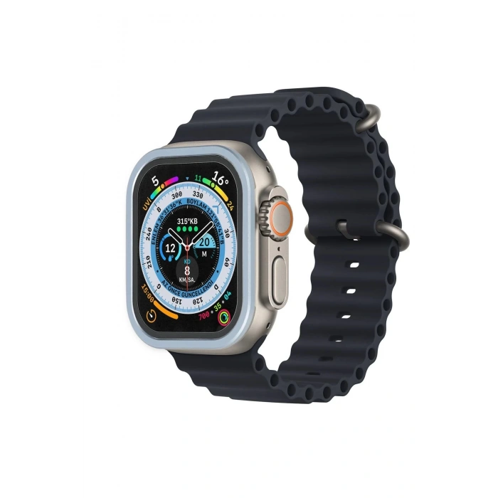 Apple Watch Ultra 49mm Alüminyum Kasa Cam Ekran Koruyucu - Mavi