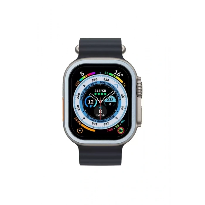 Apple Watch Ultra 49mm Alüminyum Kasa Cam Ekran Koruyucu - Mavi