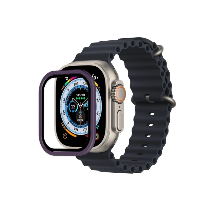 Apple Watch Ultra 49mm Alüminyum Kasa Cam Ekran Koruyucu - Mor