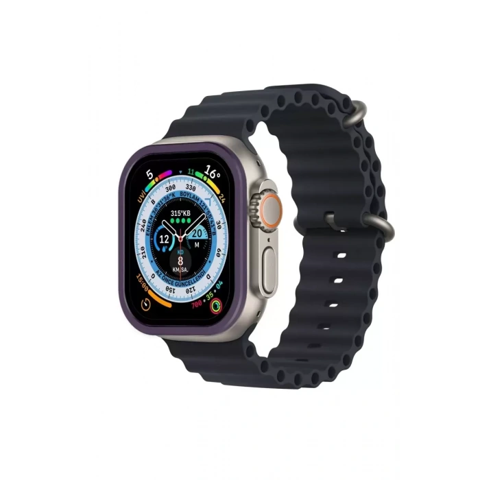 Apple Watch Ultra 49mm Alüminyum Kasa Cam Ekran Koruyucu - Mor