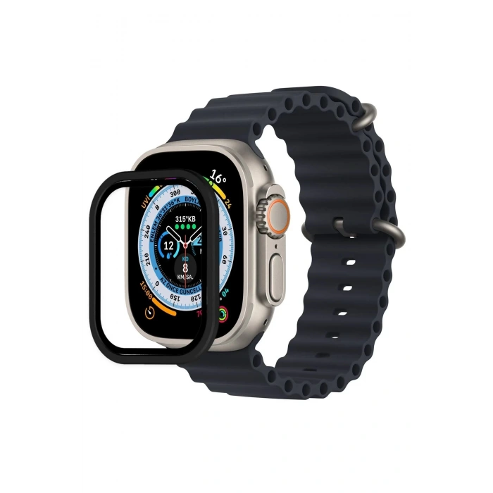 Apple Watch Ultra 49mm Alüminyum Kasa Cam Ekran Koruyucu - Siyah