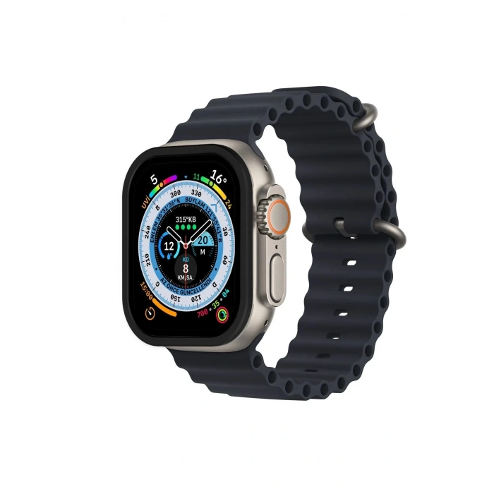 Apple Watch Ultra 49mm Alüminyum Kasa Cam Ekran Koruyucu - Siyah