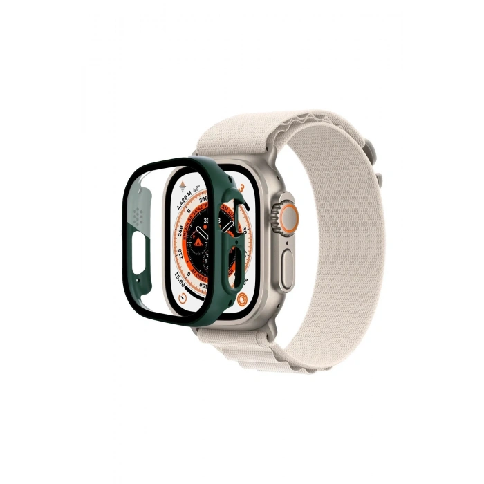 Apple Watch Ultra 49mm Desert Camlı Kasa Ekran Koruyucu - Koyu Yeşil