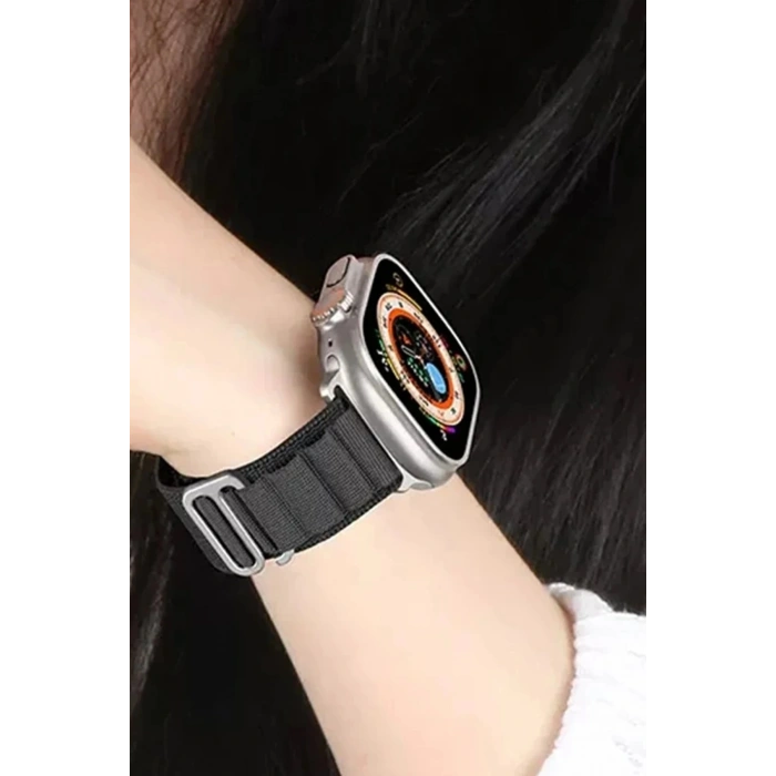 Apple Watch Ultra 49mm Mountain Kordon - Siyah-Turuncu