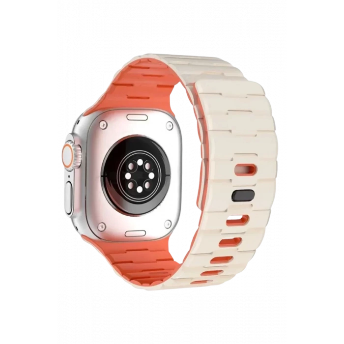 Apple Watch Ultra 49mm Wowen Kordon - Beyaz-Turuncu