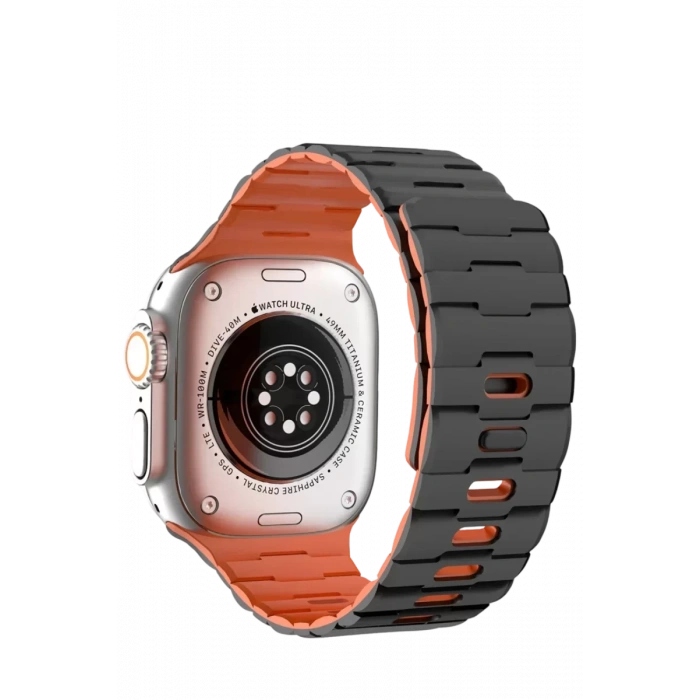 Apple Watch Ultra 49mm Wowen Kordon - Siyah-Turuncu