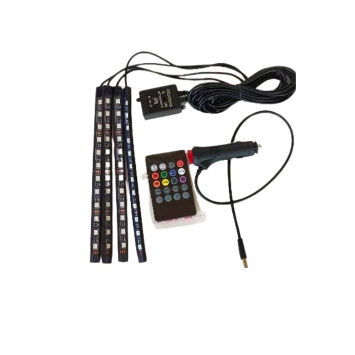 Araç İçi Ayak Altı Led 12 Led Işık Sese Müziğe Duyarlı Rgb Işıklı Aydınlatma Seti