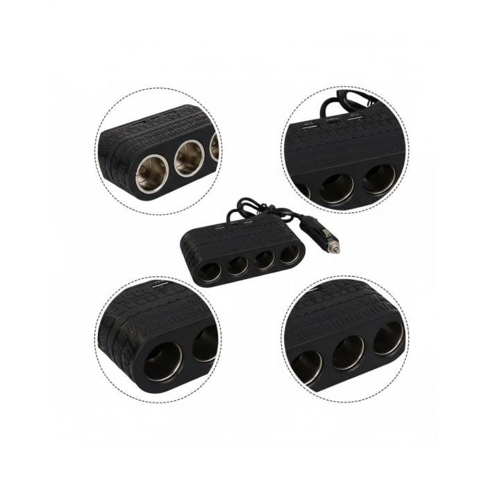 Araç İçi Güç Dağıtıcı 4 Çakmaklık 2 Usb 1 Type C Şarj Ünitesi