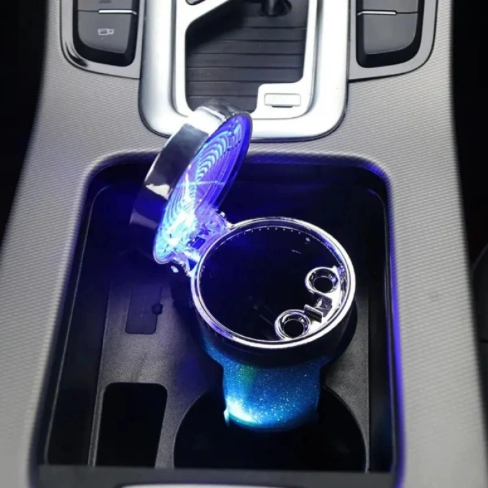 Araç İçi Oto Kokusuz Küllük RGB Işıklı Kapaklı