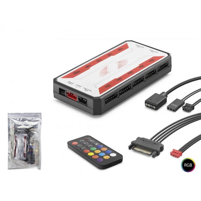 Argb Fan Ve Led Kontrolcü Hub Seti Uzaktan Kumandalı - Siyah ND2807