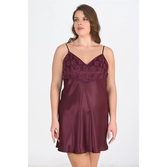 MARSiLYAN- Büyük Beden Mürdüm Gecelik 2108