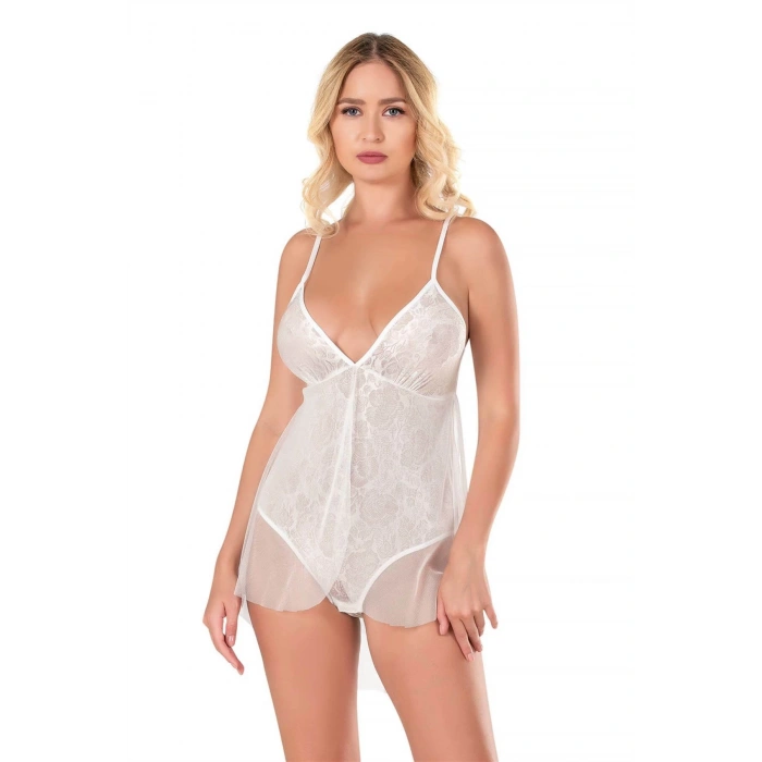 MARSiLYAN- Ekru Jakarlı Bodysuit Gecelik