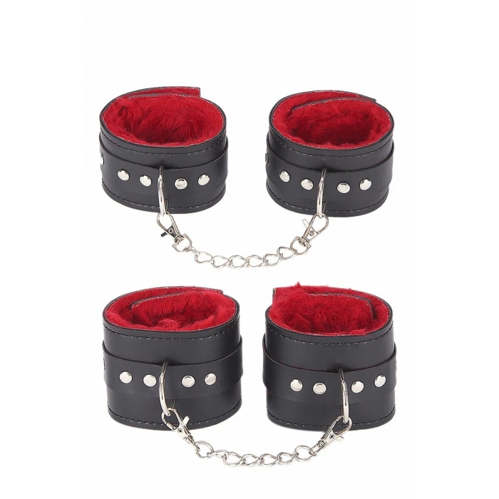 MARSiLYAN- İçi Kırmızı Tüylü Kol Bacak Kelepce Set