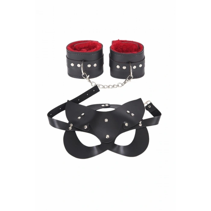 MARSiLYAN- Maske Ve Kelepçe Deri Harness Fantezi Set