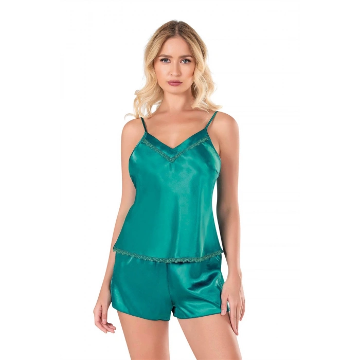 MARSİLYAN-Zümrüt Saten Babydoll Şort Takımı 9102
