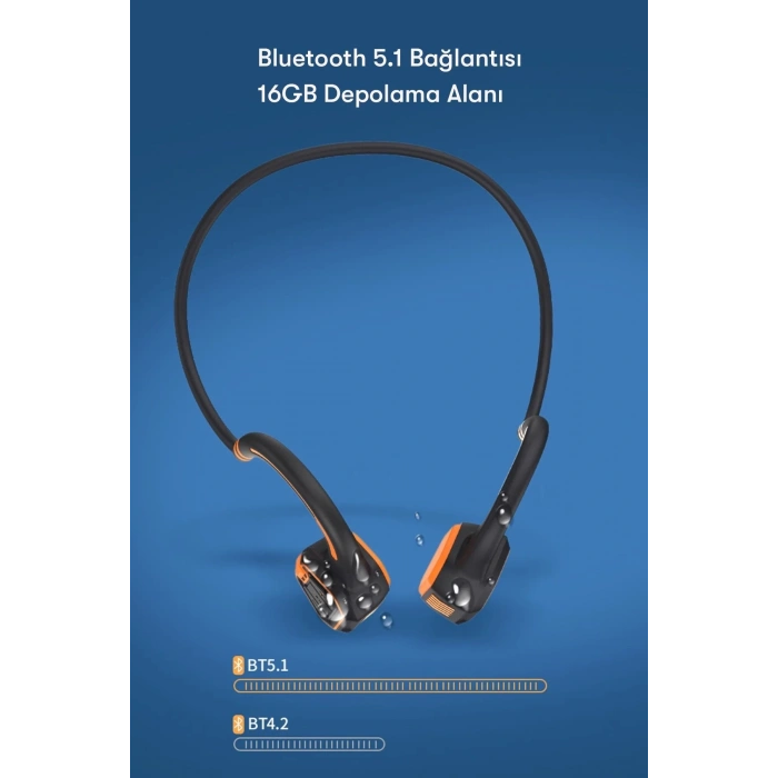 AS9 Suya Dayanıklı Bluetooth Kulaklık - Siyah