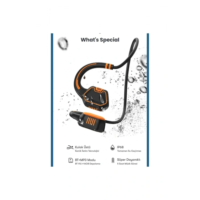 AS9 Suya Dayanıklı Bluetooth Kulaklık - Siyah