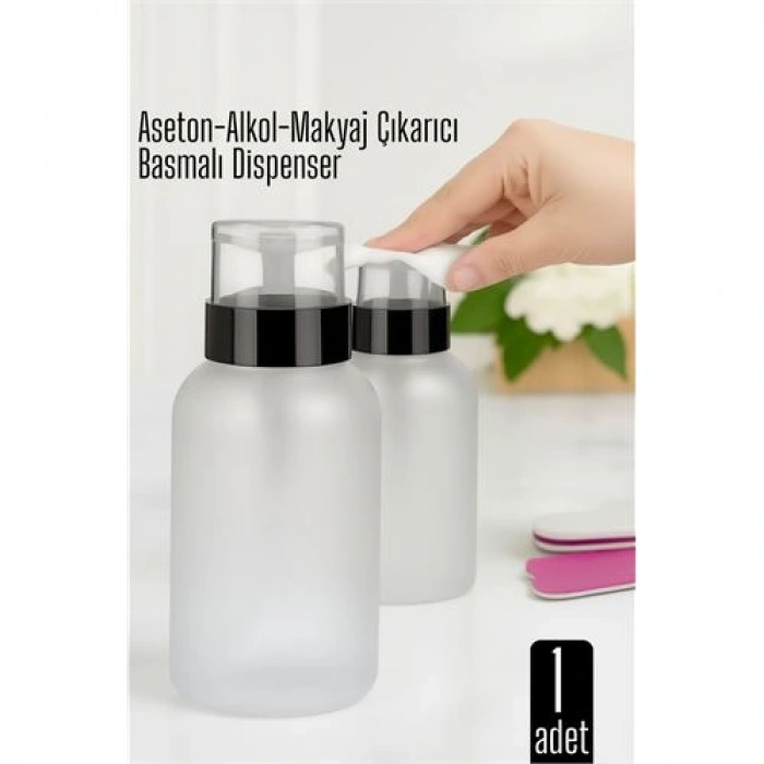 Aseton İçin Basmalı Dispenser  - Aseton Alkol Ve Makyaj Temizleyici İçin Pratik Pompalı Set