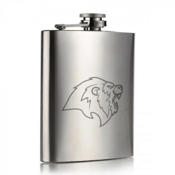 Aslan Temalı 9 Oz Paslanmaz Çelik Cep Matarası 266 Ml içki Viski Konyak Alkol Matarası