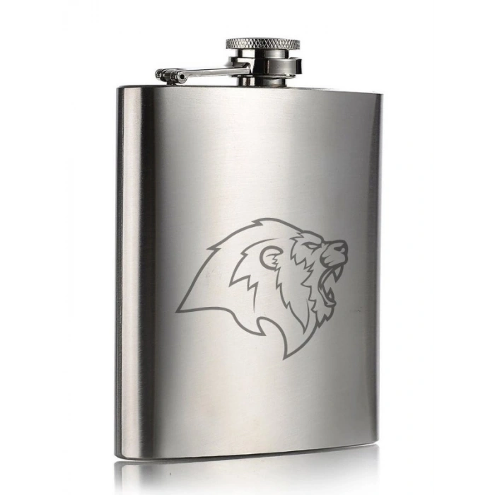Aslan Temalı 9 Oz Paslanmaz Çelik Cep Matarası 266 Ml içki Viski Konyak Alkol Matarası