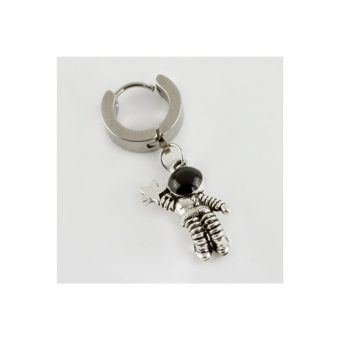 Astronot Figürlü Çelik Erkek Küpe 1 Adet