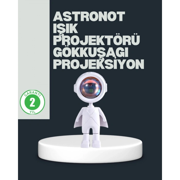 Astronot Tasarımlı Gün Batımı Efektli Şarjlı Led Lamba