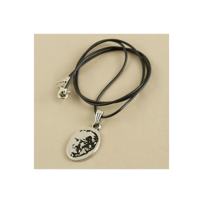 Atatürk Metal Vinlex Deri Kolye