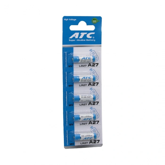 ATC SUPER ALKALİNE BATTERY A27 - 27A LR27 ARAÇ - OTO KUMANDA PİLİ 12V 5Lİ KART (4887)