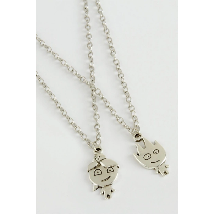 Ateş ve Su 2li Metal Kolye