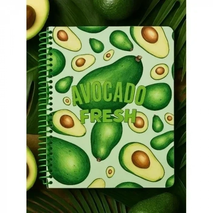 Avokado Fresh Temalı Spiral Kareli Defter – 80 Yaprak / 160 Sayfa – 18x24 cm