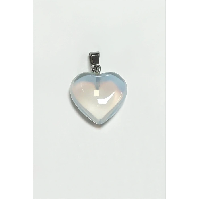 Ay Taşı Kalpli Doğaltaş Kolye Ucu