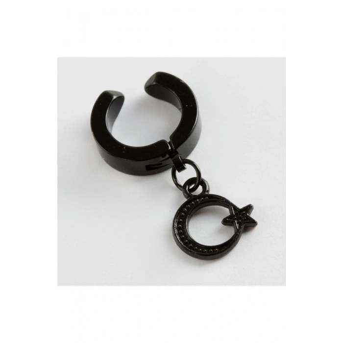 Ay Yıldız Çelik Erkek Küpe (Kıstırmalı) 1 Adet