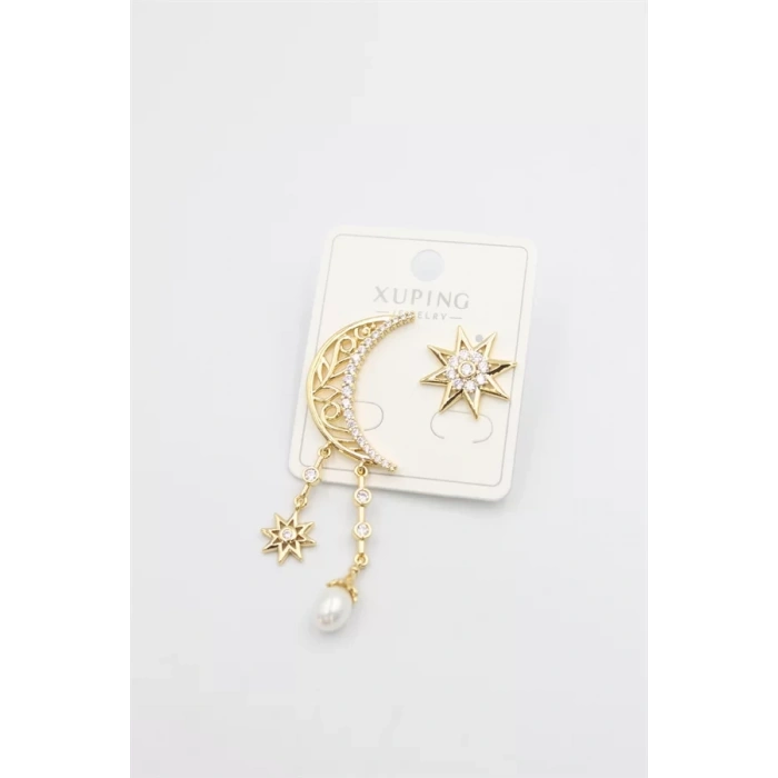 Ay Yıldız Küpe - Altın