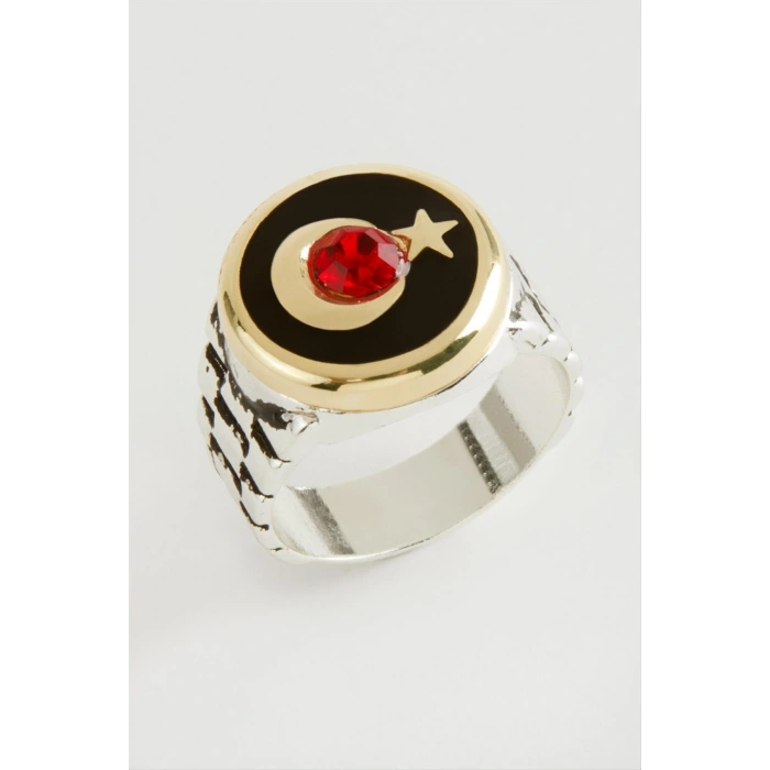 Ay Yıldız Metal Erkek Yüzük