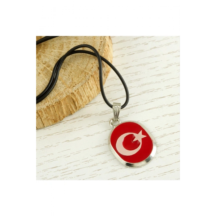 Ay Yıldız Metal Vinlex Deri Kolye