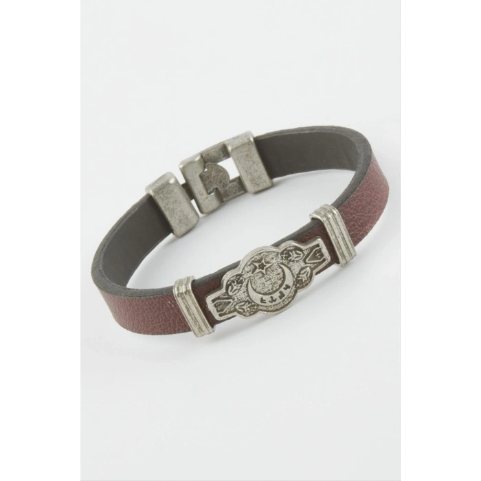 Ay Yıldız Suni Deri Bileklik