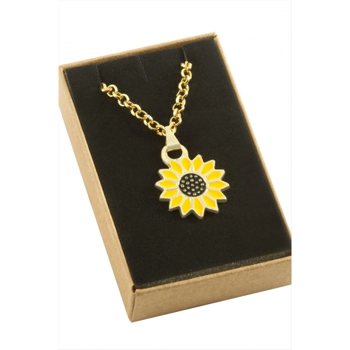 Ayçiçeği Mineli Kutulu Kolye