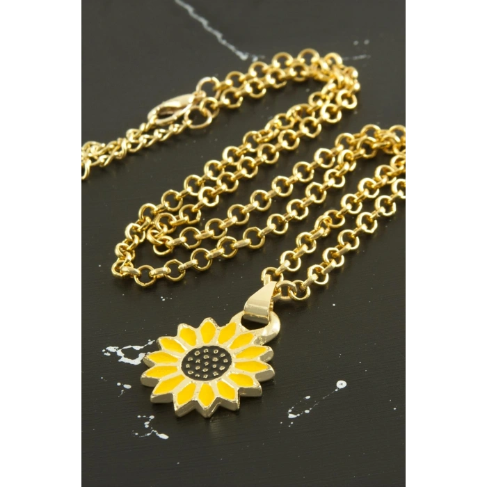 Ayçiçeği Mineli Kutulu Kolye