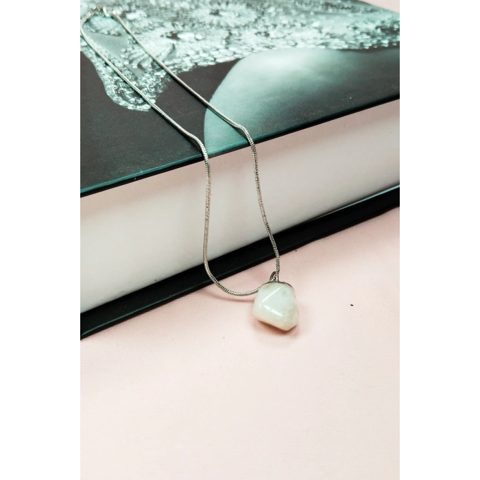 Aytaşı Doğal Taşı Zincirli El Yapımı Kolye Uç: 2 cm Zincir: 20 cm Kutulu