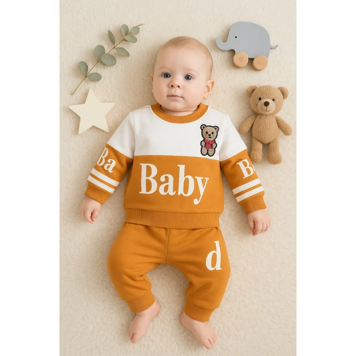 Baby Desenli 2li % 100 Pamuk Erkek Bebek Takımı