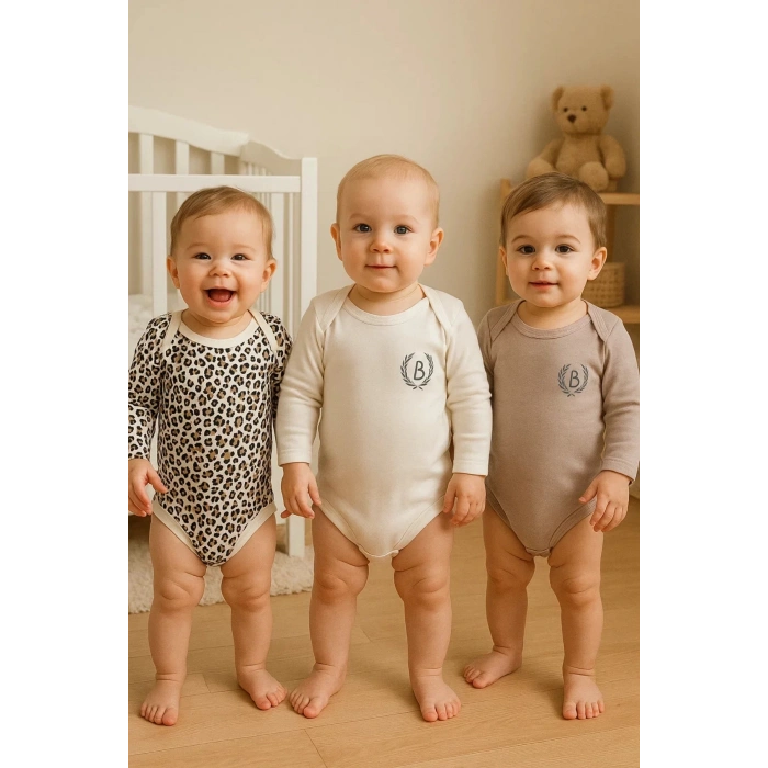 Babydonat 3lü Naturel Bebek Badi Zıbın -%100 Pamuk