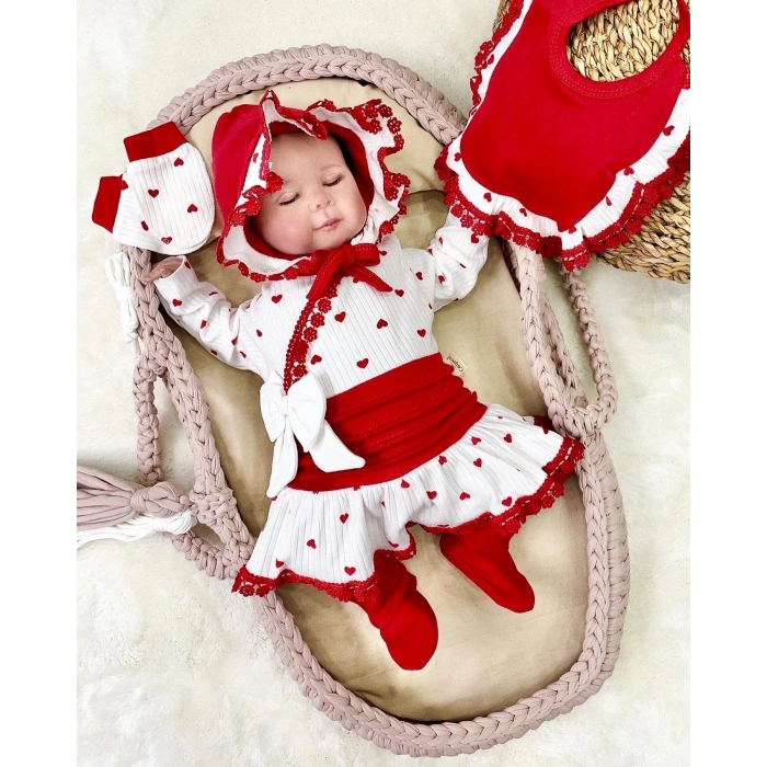 Babydonat Kalp Desenli Dantel işlemeli Hastane Çıkışı
