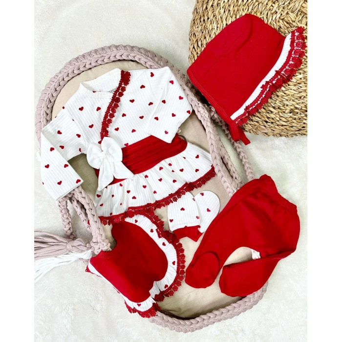 Babydonat Kalp Desenli Dantel işlemeli Hastane Çıkışı