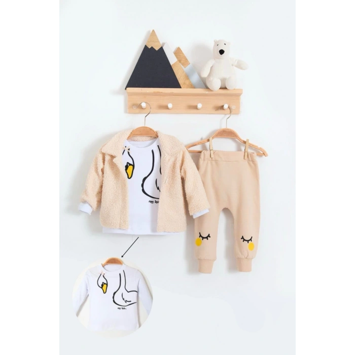 Babydonat Peluş Hırkalı 3 Lü Kız Bebek Takım