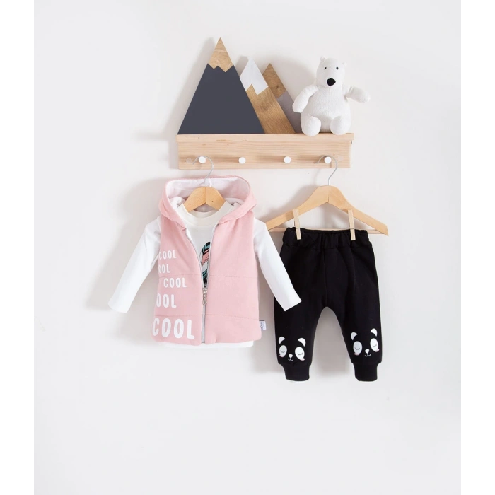 Babydonat Yelekli 3 lü Kız Bebek Takım