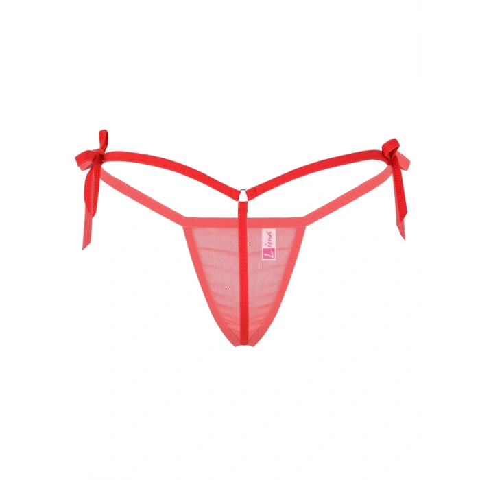  Bağcıklı Transparan Kadın Kırmızı İç Çamaşırı