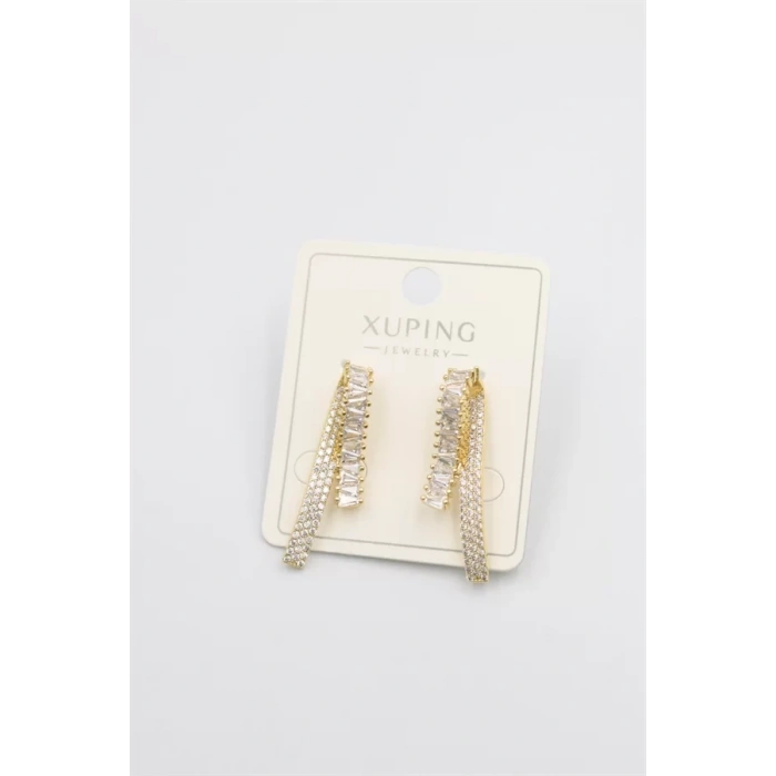 Baget Taşlı Küpe - Altın